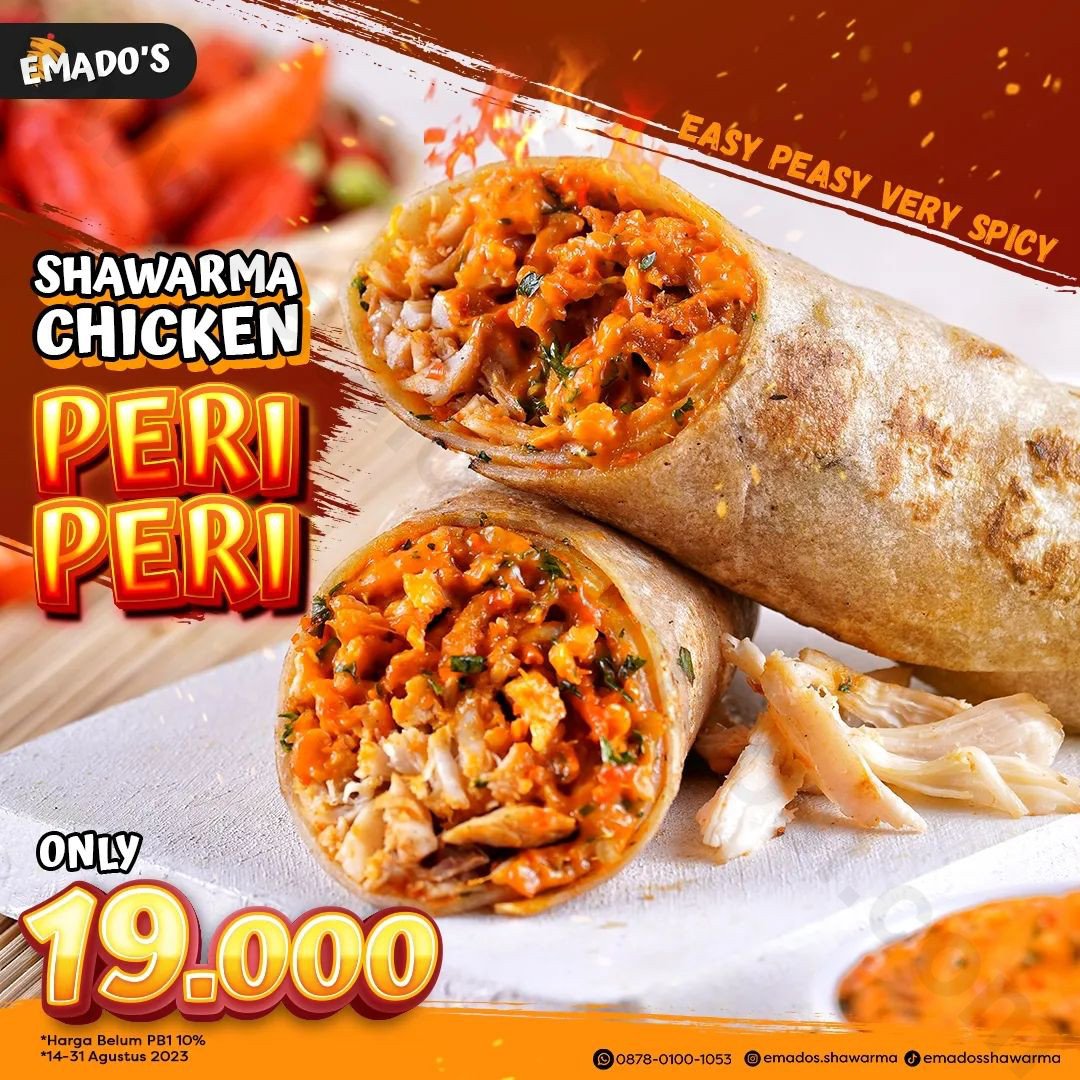 Promo Emado S Harga Spesial Shawarma Chicken Peri Peri Hanya 19 000