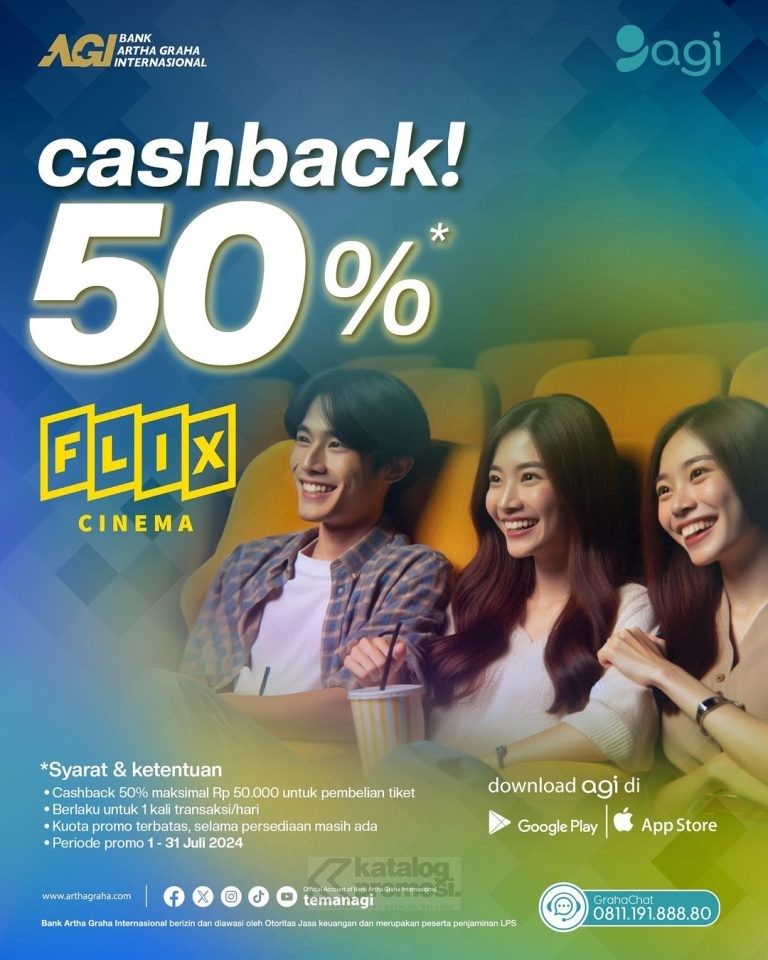 Promo FLIX CINEMA CASHBACK 50 Dengan Scan QRIS Dari AGI