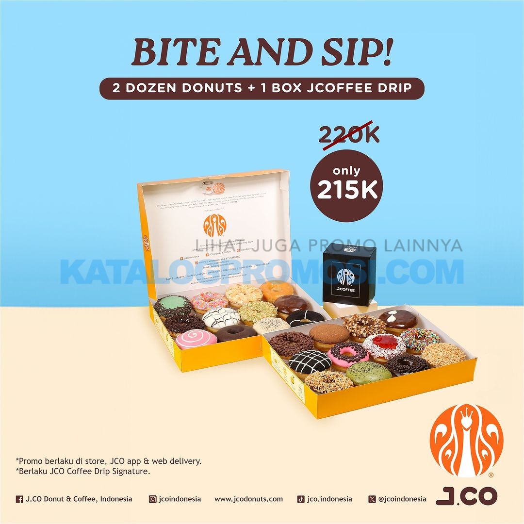 Promo JCO BITE AND SIP! PAKET DONUTS/JPOP + JCOFFEE DRIP Mulai Rp. 126.000