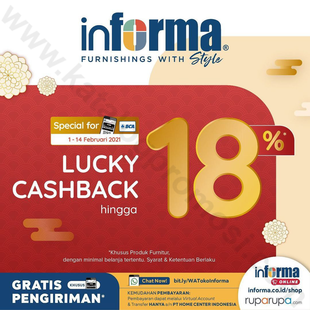  INFORMA  Promo Lucky Cashback up to 18 Khusus Member dan 