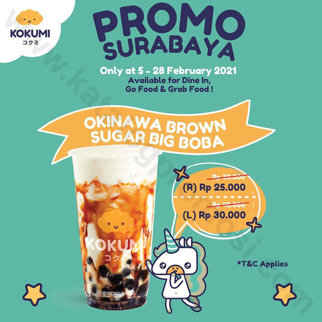KOKUMI Surabaya Promo Harga Spesial Okinawa Brown Sugar Big Boba mulai
