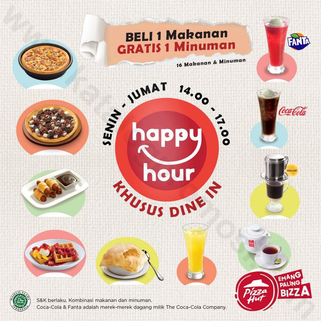 PIZZA HUT Promo Happy Hour Beli 1 Makanan Gratis 1 Minuman