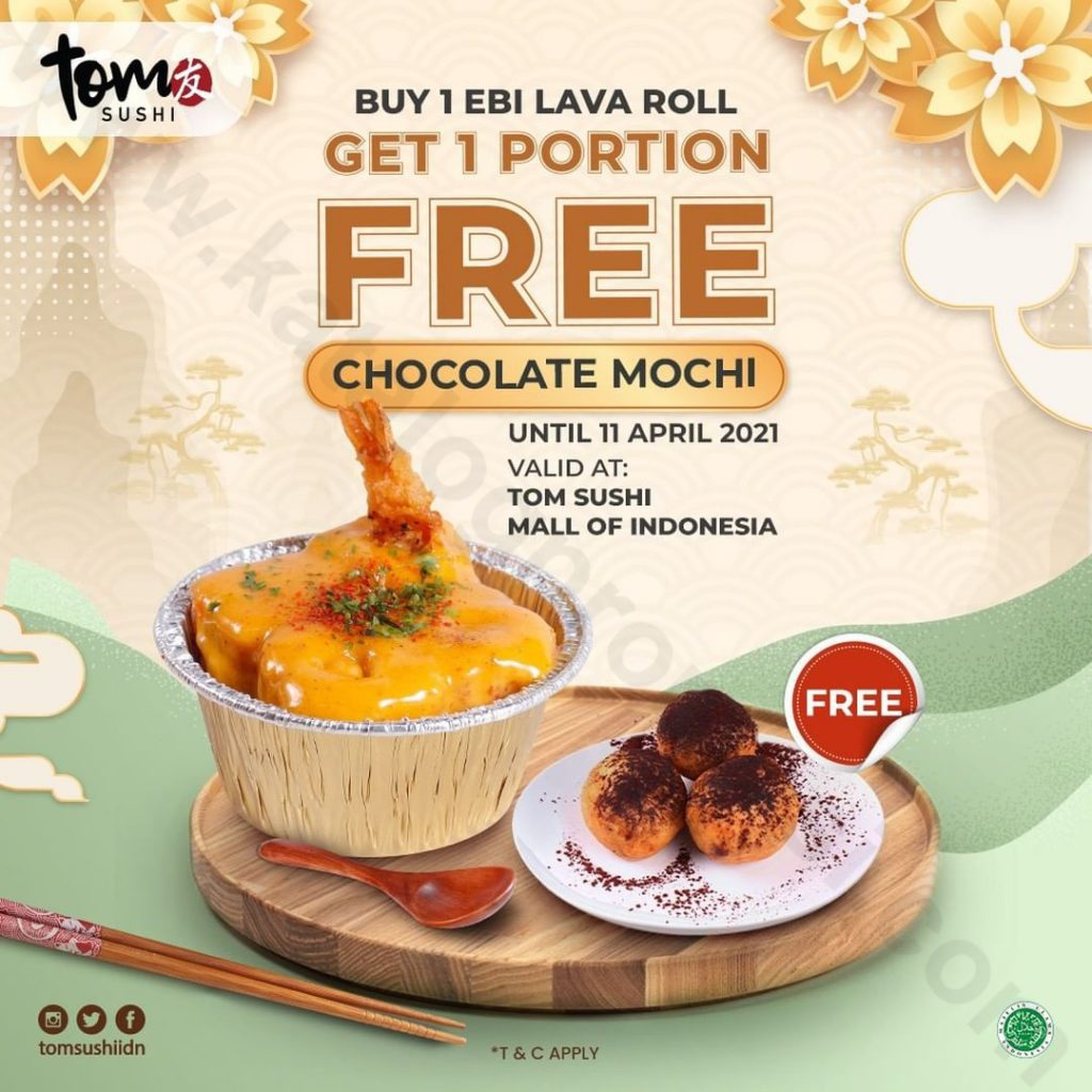 Tom Sushi Mall of Indonesia Promo Buy 1 Ebi Lava Roll Get 1 Portion
