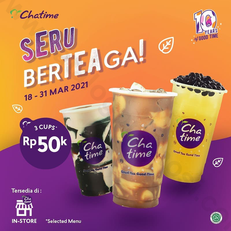 Promo Chatime Seru Berteanaga 3 Cups Only Rp 50k