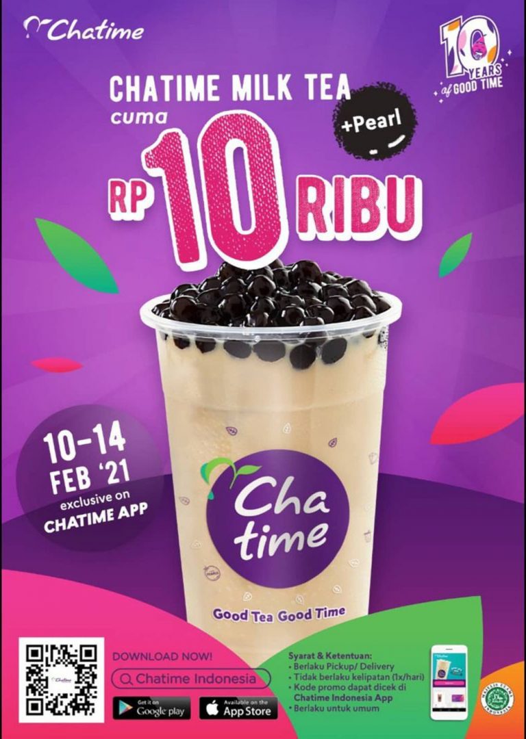 Promo Chatime Harga Spesial Chatime Milk Tea + Pearl Cuma Rp 10ribu