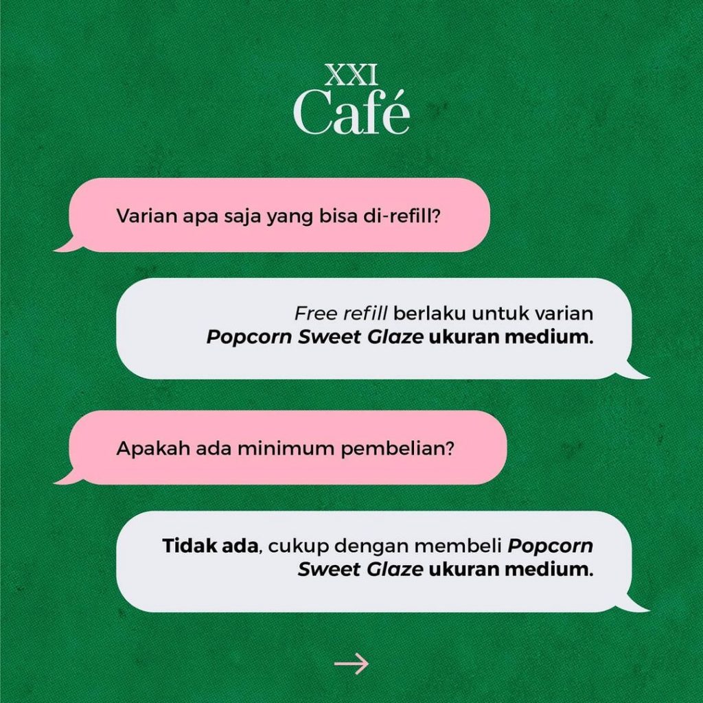 XXI CAFE Promo Free Refill Popcorn Sweet Glaze Dengan Menukarkan Struk*