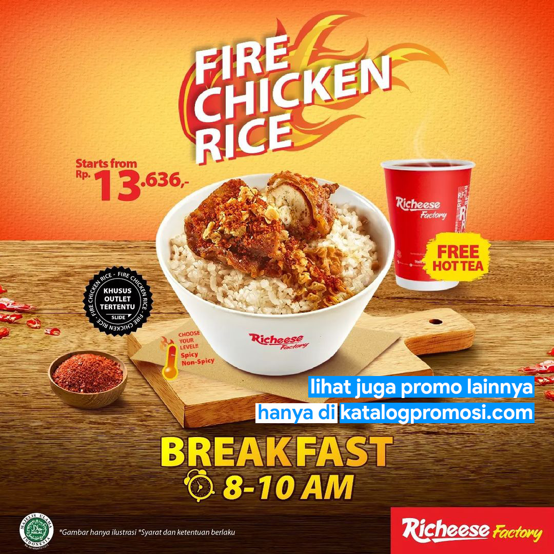 Promo RICHEESE FACTORY TERBARU - Paket Spesial Fire Chicken Rice mulai Rp. 13.636,-