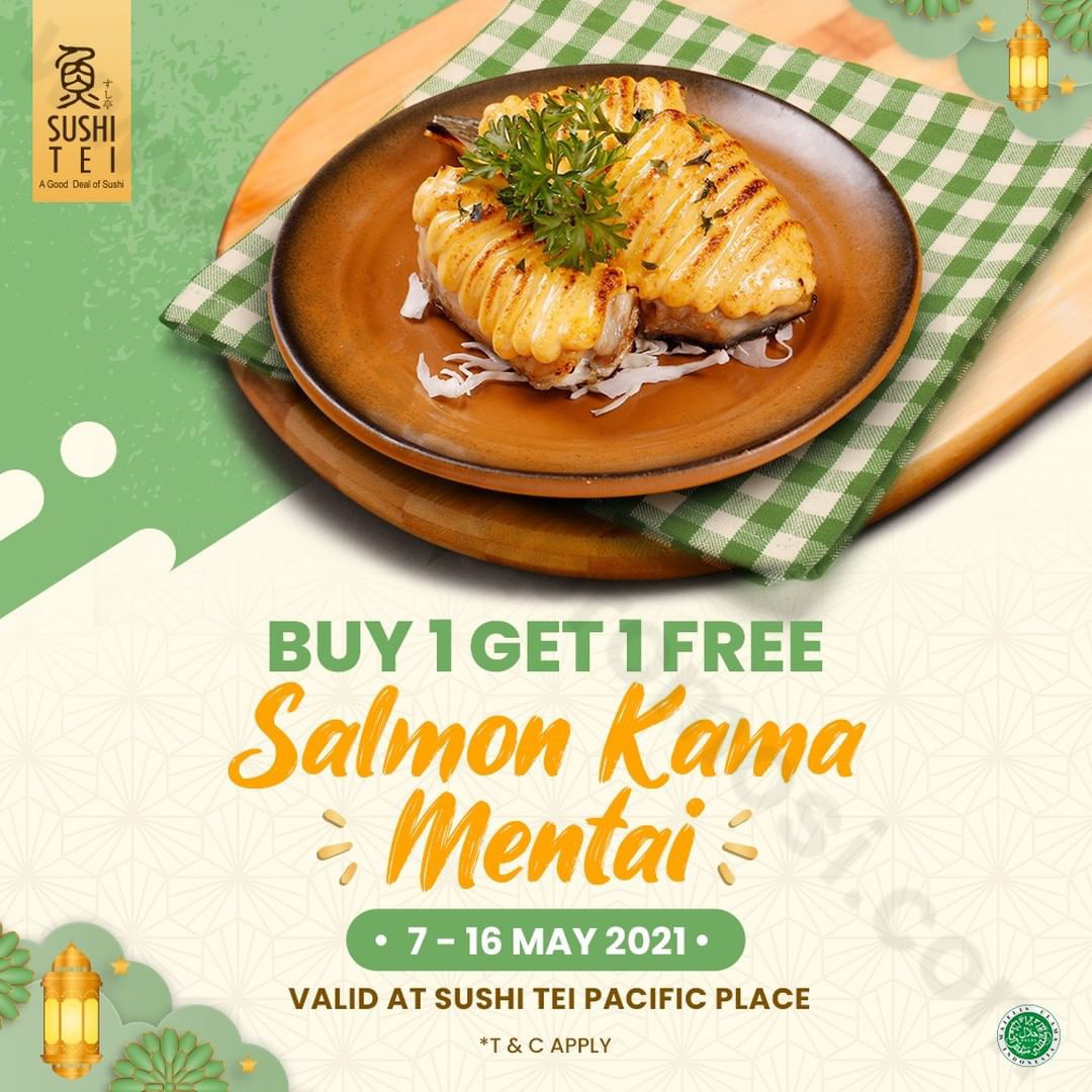 SUSHI TEI Pacific Place Mall Promo BELI 1 GRATIS 1 untuk Salmon Kama Mentai