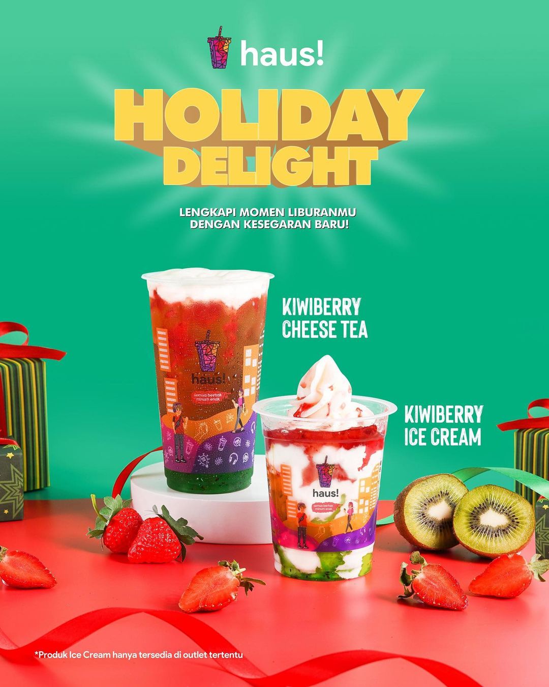 Promo HAUS! MENU BARU HOLIDAY DELIGHT - Paket BUNDLING Cheese Tea + Ice Cream cuma Rp. 35.000 berlaku sd. tanggal 24 Desember 2021