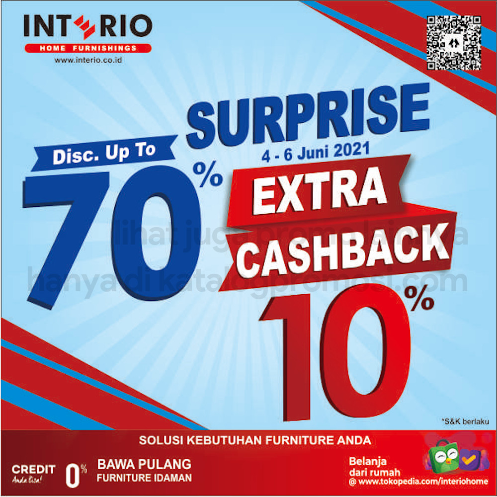 INTERIO Promo SPECIAL WEEKEND !!! DISKON hingga 70% + Extra CashBack 10%