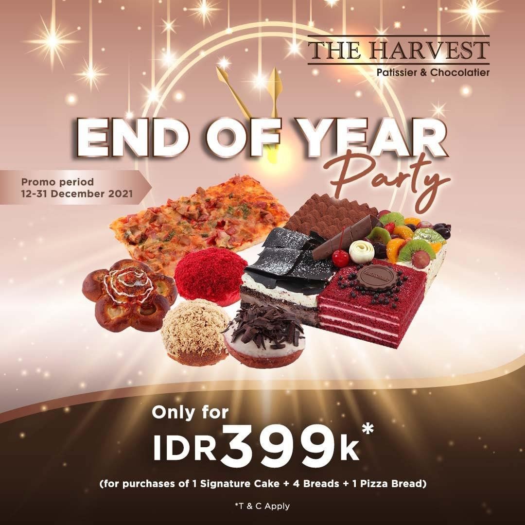Promo THE HARVEST END OF YEAR PARTY - Paket 1 Signature Cake + 4 Bread + 1 Pizza Bread cuma Rp. 399.000