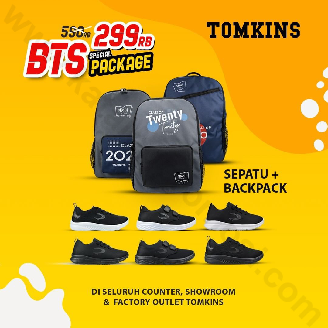 TOMKINS Promo BTS Special Package - Paket Sepatu + Backpack hanya Rp