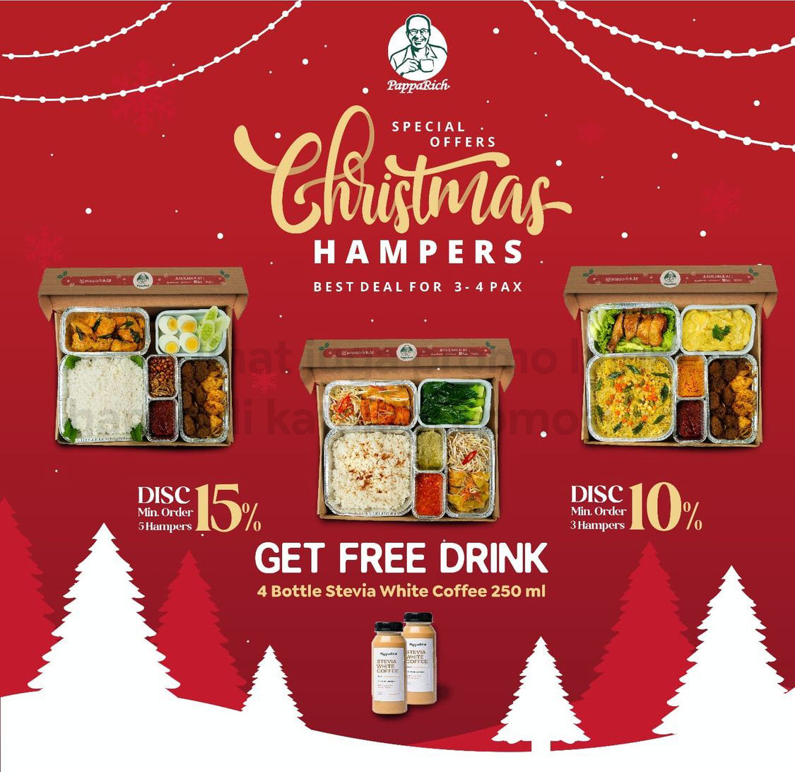 Promo PAPPARICH SPECIAL OFFERS CHRISTMAS HAMPERS FREE DRINK 4 Bottle Stevia White Coffee 