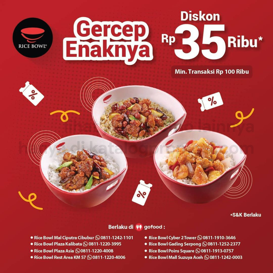 Promo RICEBOWL - DISKON hingga 35RIBU khusus pemesanan via GOFOOD