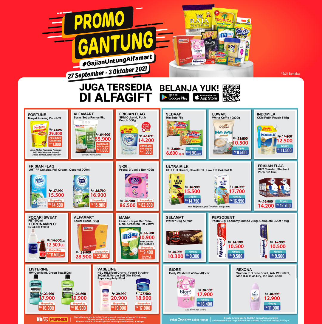 Promo GANTUNG ALFAMART / GAJIAN UNTUNG periode 27 September - 03 Oktober 2021