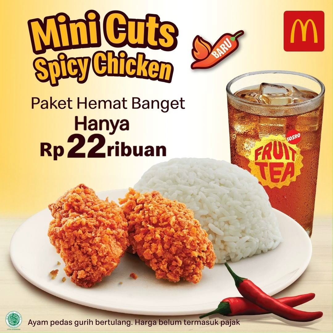 Promo MCDONALDS PaHeBat (Paket Hemat Banget) Mini Cuts Spicy Chicken McDonald’s cuma Rp. 22RIBUAN