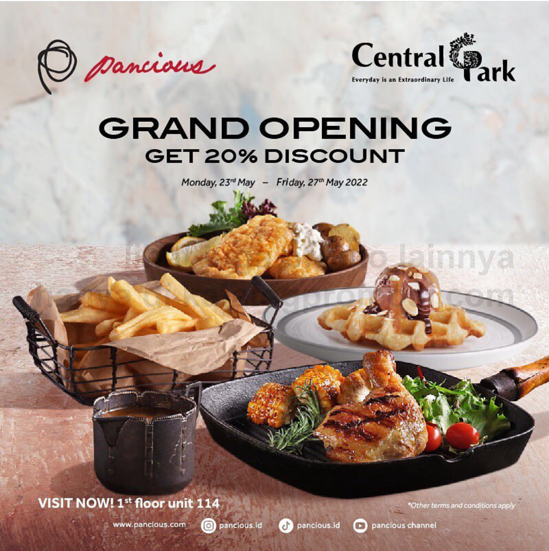 Promo PANCIOUS CENTRAL PARK MALL GRAND OPENING SPECIAL - DISCOUNT 20% OFF