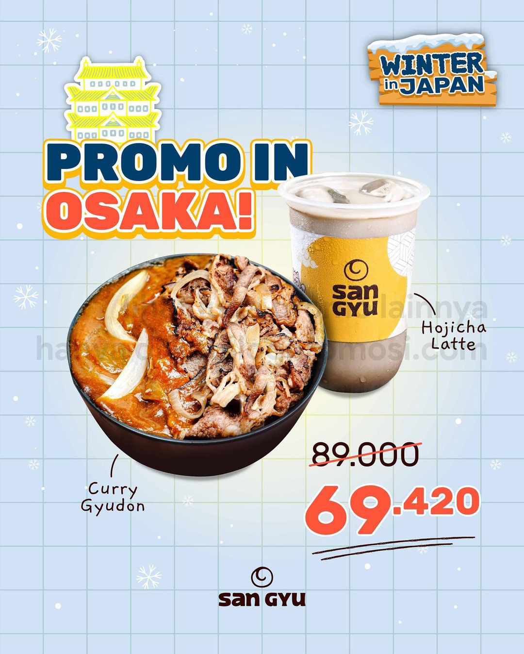 SAN GYU Promo In OSAKA - Paket Curry Gyudon + Hojicha Latte cuma Rp. 69.420