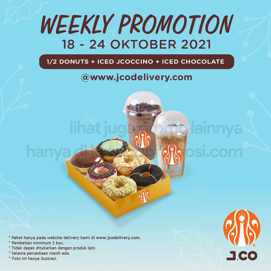 Promo JCO Minggu Ini | Weekly Promotion - 1/2 lusin JCO DONUTS + Iced JCOCCINO + Iced Chocolate hanya Rp 100.000*