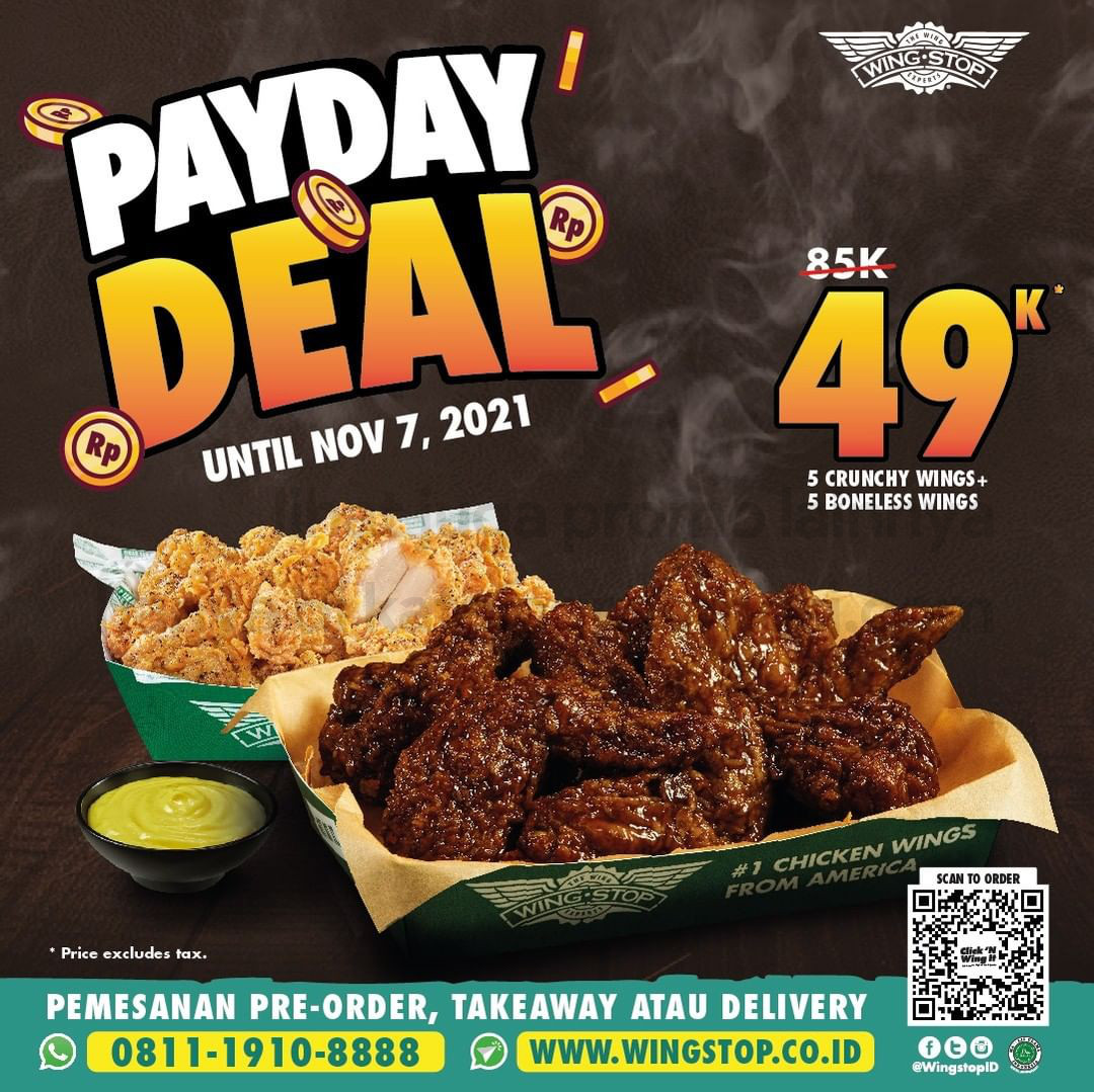 Promo WINGSTOP PAYDAY DEAL - 10 Wings Hanya Rp. 49.091 saja