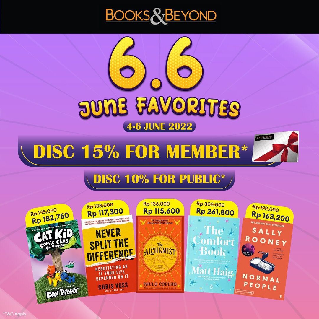 Promo BOOKS & BEYOND 6.6 JUNE FAVORITES - EXTRA DISCOUNT UP TO 15% OFF for MEMBERS