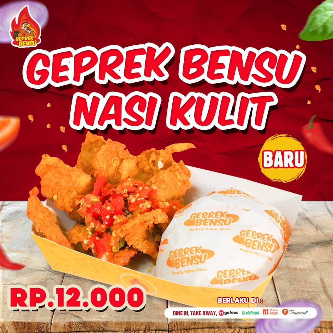 BARU! menu GEPREK BENSU NASI KULIT - Harganya cuma Rp. 12.000