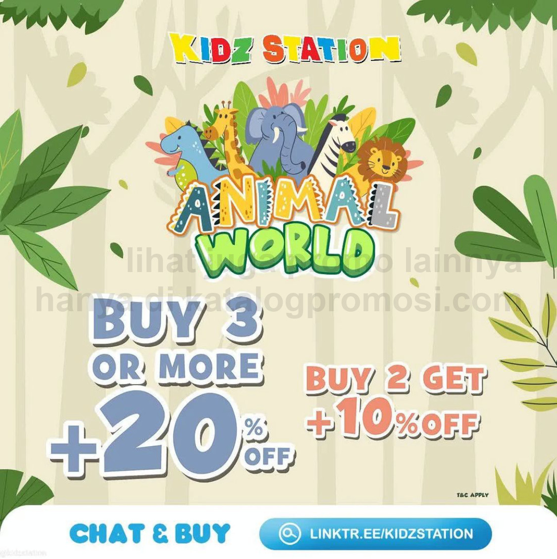 Promo KIDZ STATION ANIMAL WORLD ! Dapatkan diskon 20% off untuk setiap pembelian 3 produk atau lebih