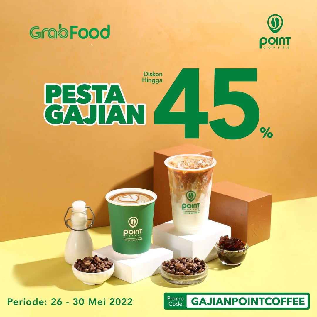Promo POINT COFFEE DISKON GAJIAN HINGGA 45% khusus pemesanan via GRABFOOD