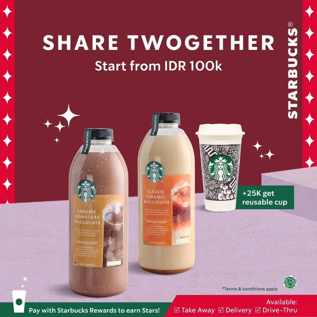 Starbucks Promo Share Two-gether - Beli 2 Botol Varian 1 Liter Hanya Rp 100000