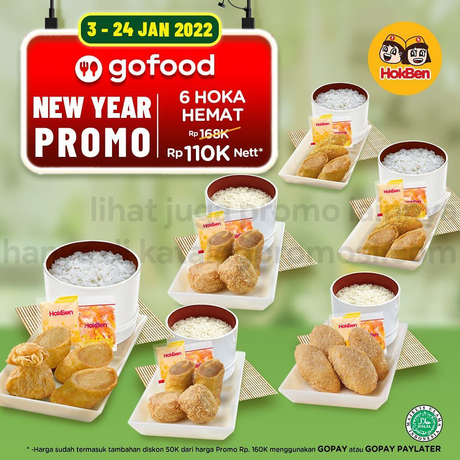 Promo HOKBEN GOFOOD NEW YEAR PROMO - Paket 6 HOKA HEMAT cuma Rp. 110.000