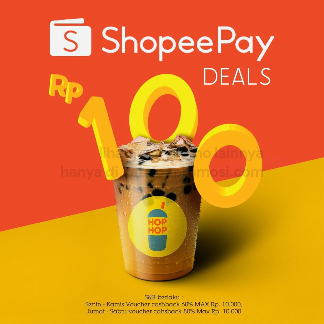 Promo HOP HOP ShopeePay Deals - Voucher Cashback 80% cuma Rp. 100 aja