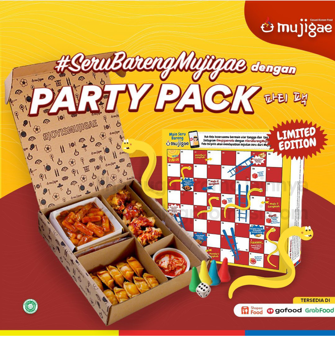 Promo MUJIGAE Party Pack Limited Edition - GRATIS MAINAN ULAR TANGGA