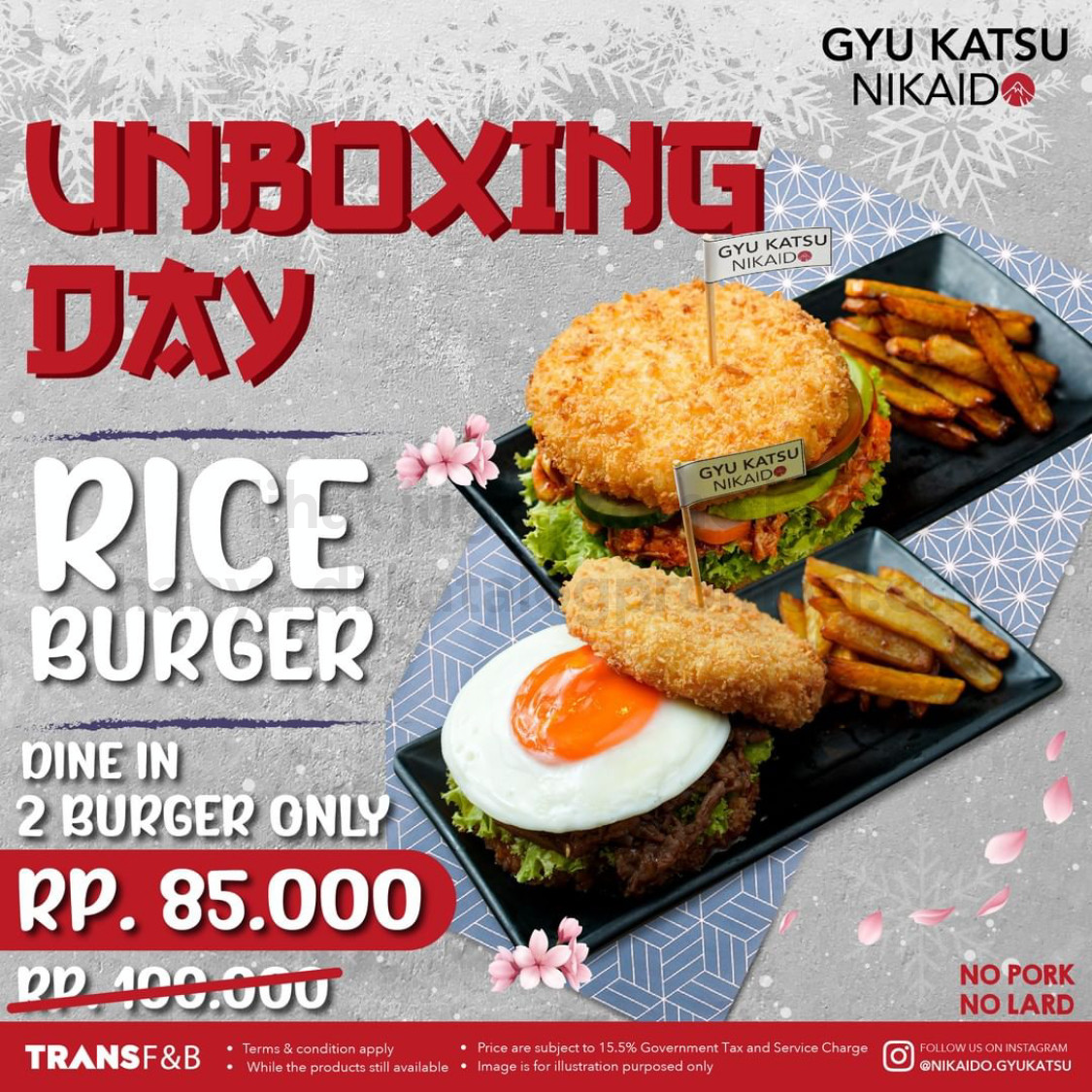 Promo Gyu Katsu Nikaido Unboxing Day - Harga Spesial 2 varian Rice Burger mulai dari Rp 85.000