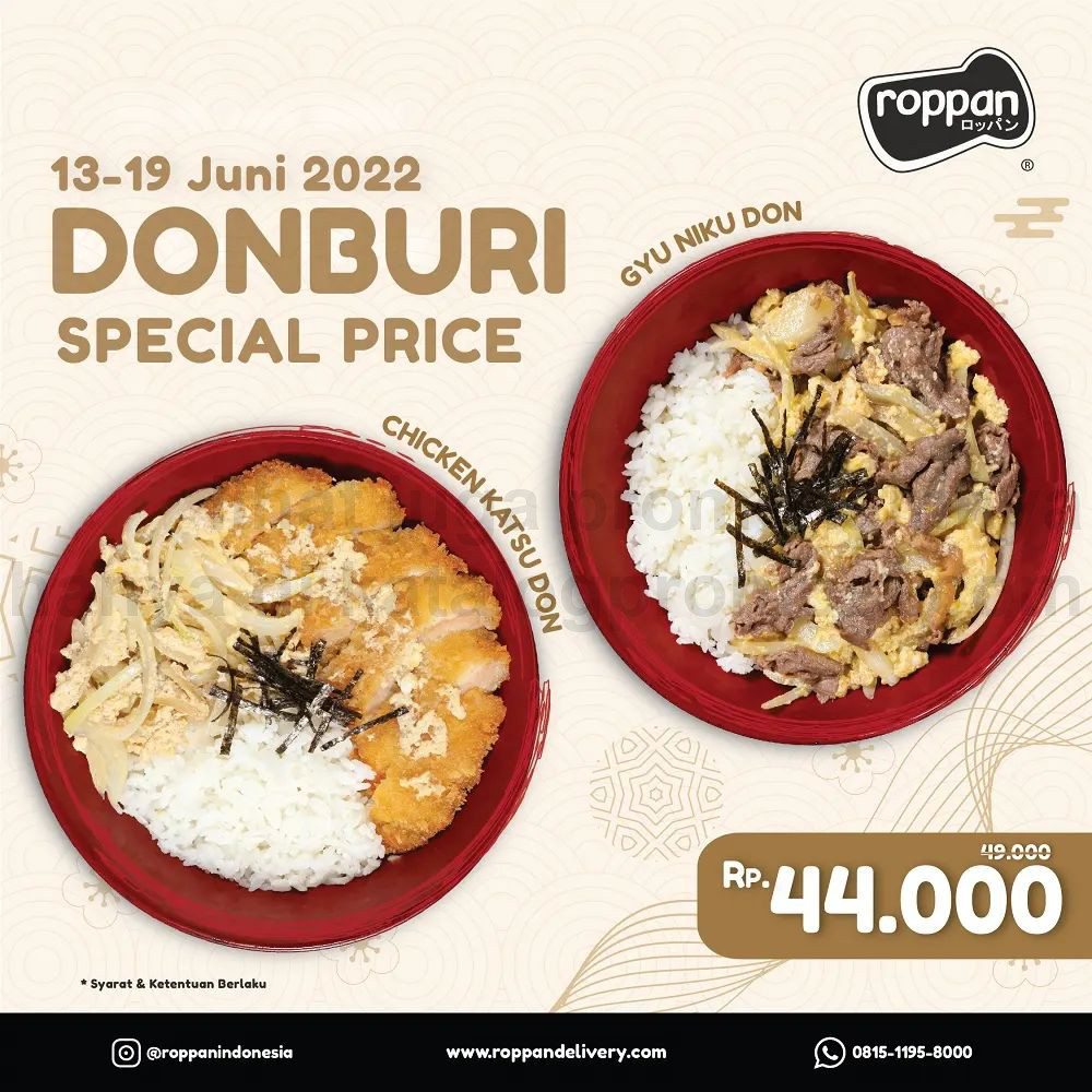 Promo ROPPAN Donburi Special Price - Harga cuma Rp. 44.000