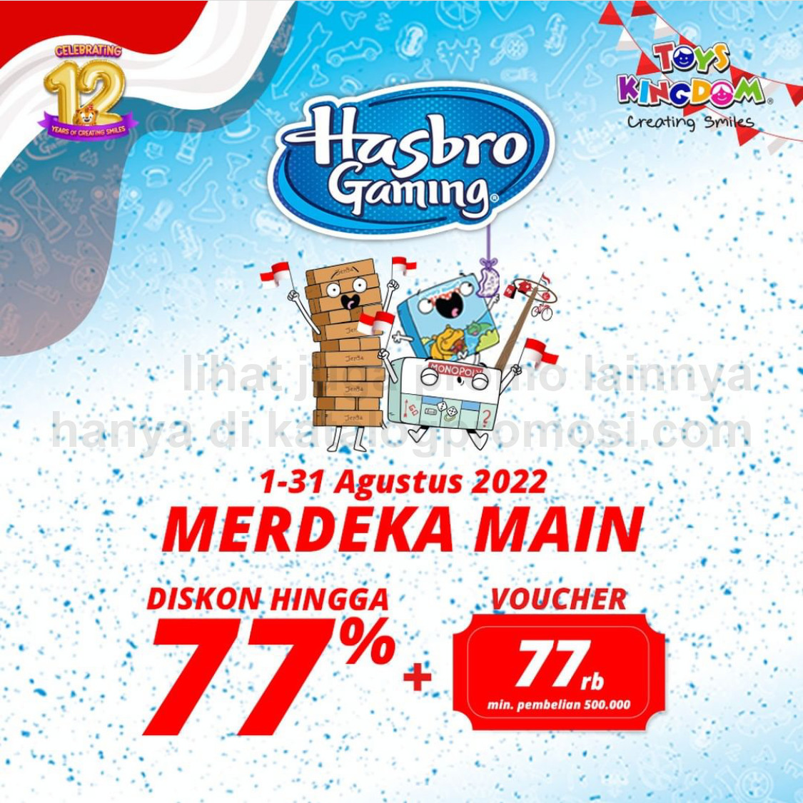 Promo TOYS KINGDOM MERDEKA MAIN! DISKON 77% untuk produk Hasbro Gaming!