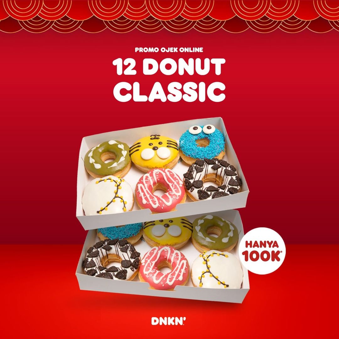 DUNKIN DONUTS Promo 12 Donut Classic Hanya Rp 100K khusus Pemesanan Via GOFOOD & GRABFOOD*