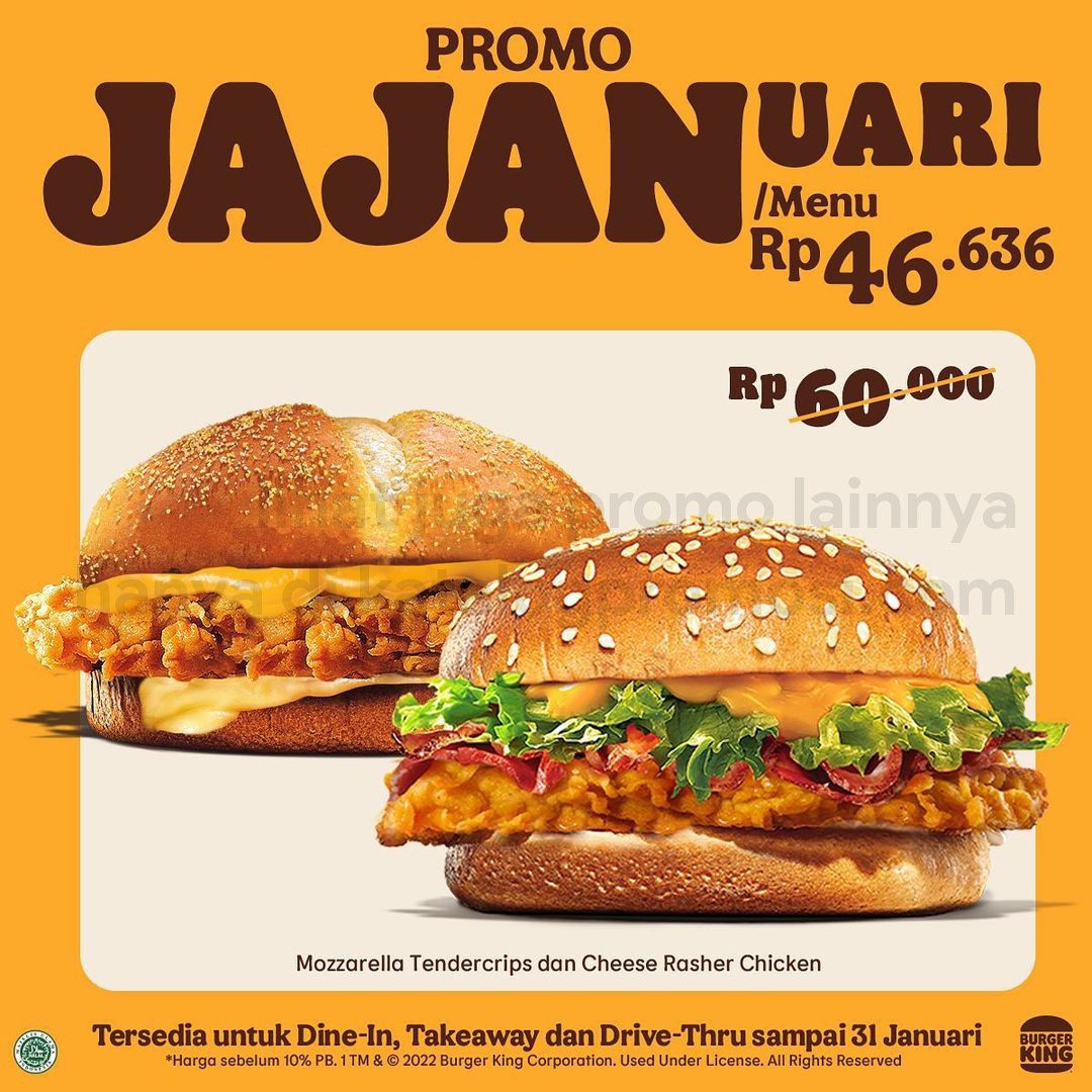 Promo BURGER KING JAJANUARI - Paket pilihan menu favorit HARGA SPESIAL mulai Rp. 14.091