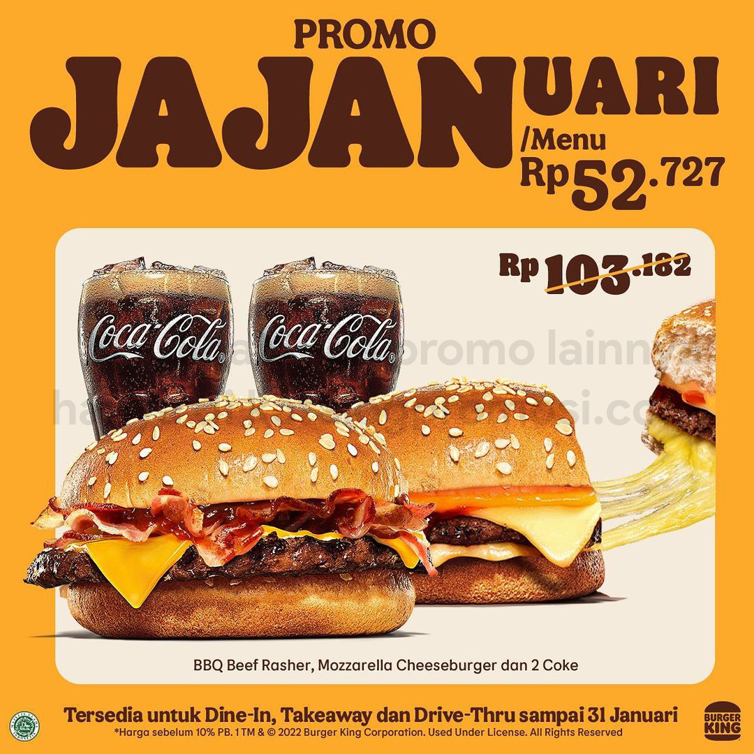 Promo BURGER KING JAJANUARI - Paket pilihan menu favorit HARGA SPESIAL mulai Rp. 14.091