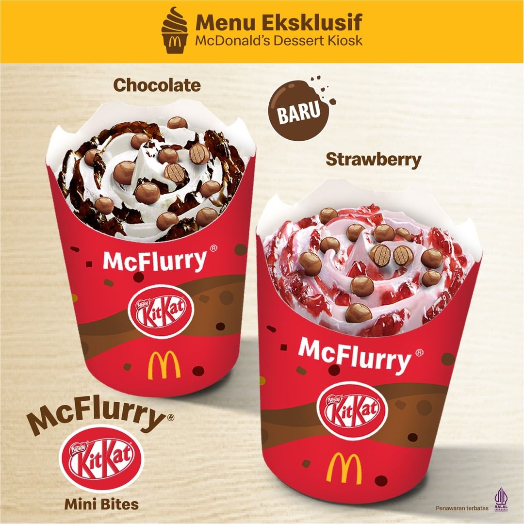 BARU ! MCDONALDS McFlurry with KitKat Mini Bites eksklusif tersedia di McDonald's Dessert Kiosk