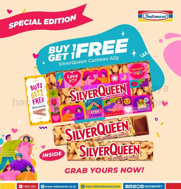 Promo INDOMARET BELI 1 GRATIS 1 SILVER QUEEN Cashew 62 g SPECIAL BUNDLE