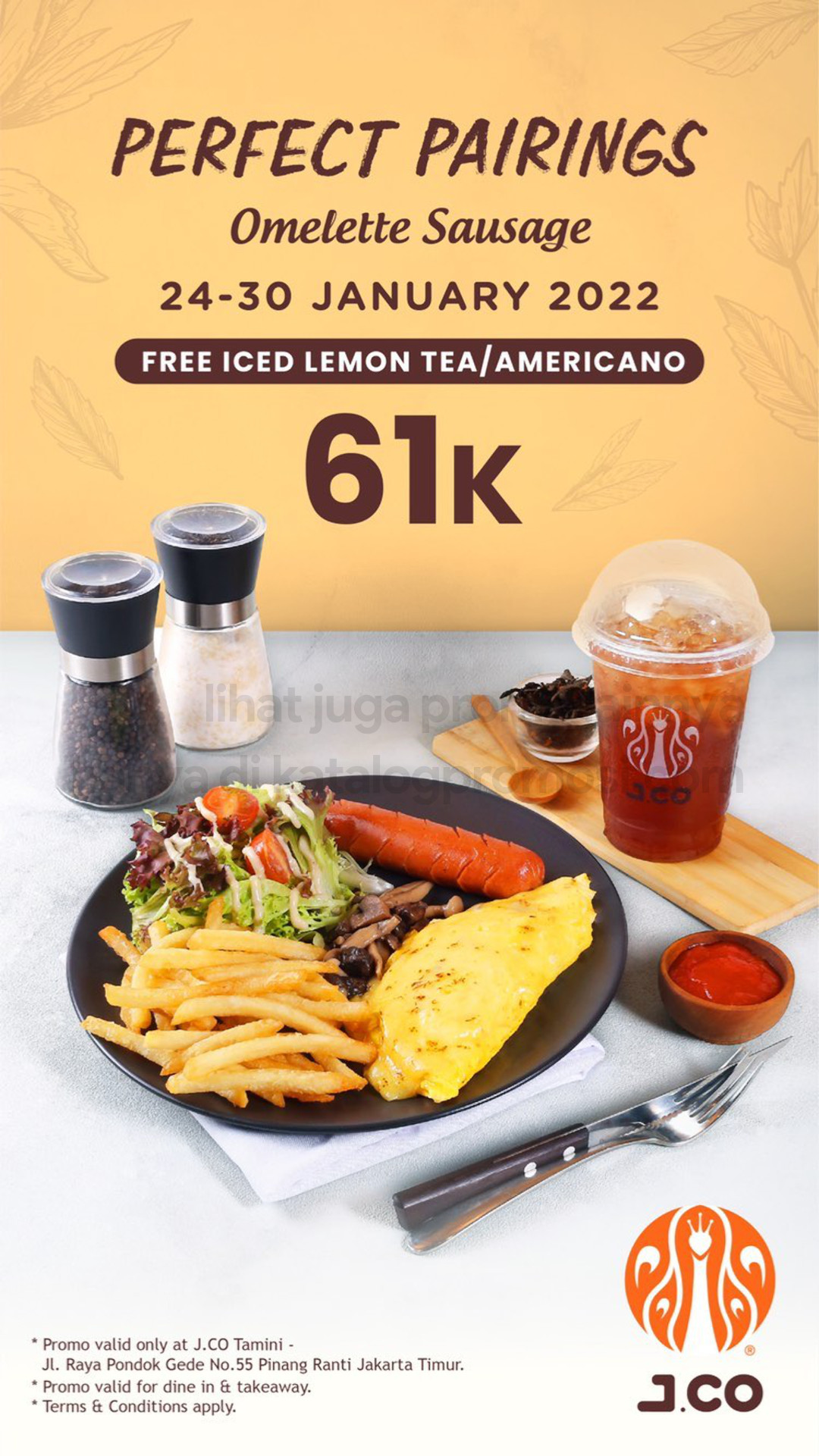 JCO Promo Get Free Iced Lemon Tea / Americano For Every Purchase of Omelette Sausage
