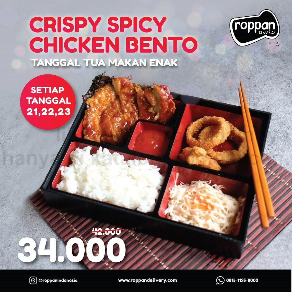 Promo ROPPAN HARGA SPESIAL untuk Crispy Spicy Chicken Bento hanya Rp. 34.000