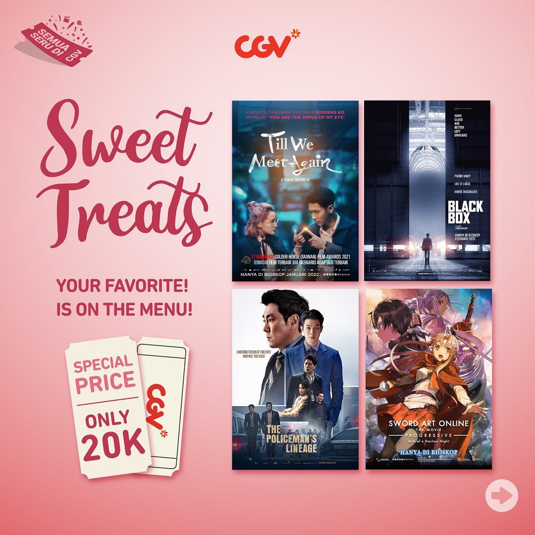 Promo CGV CINEMA VALENTINE SWEET TREATS - NONTON CUMA 20K & DISC POPCORN 50% UNTUK KAMU YANG TERSAYANG