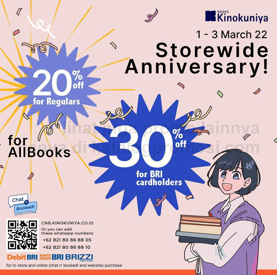Promo KINOKUNIYA 32nd ANNIVERSARY! - Get Discount 30% for BRI Cardholders and Discount 20% for Regulars