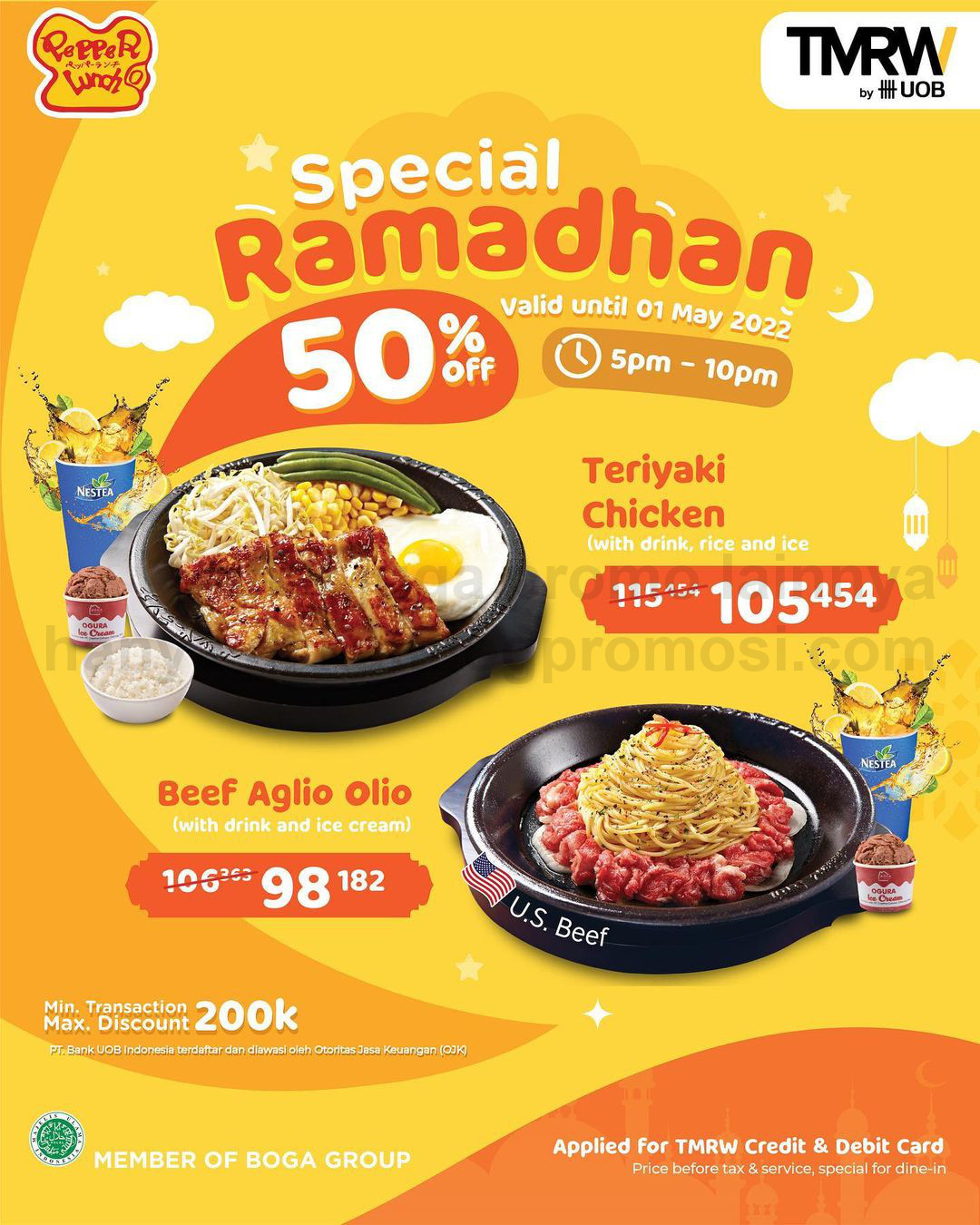 PEPPER LUNCH Promo Special Ramadhan Deals - Ekstra Diskon hingga 50% khusus transaksi pakai TMRW card 