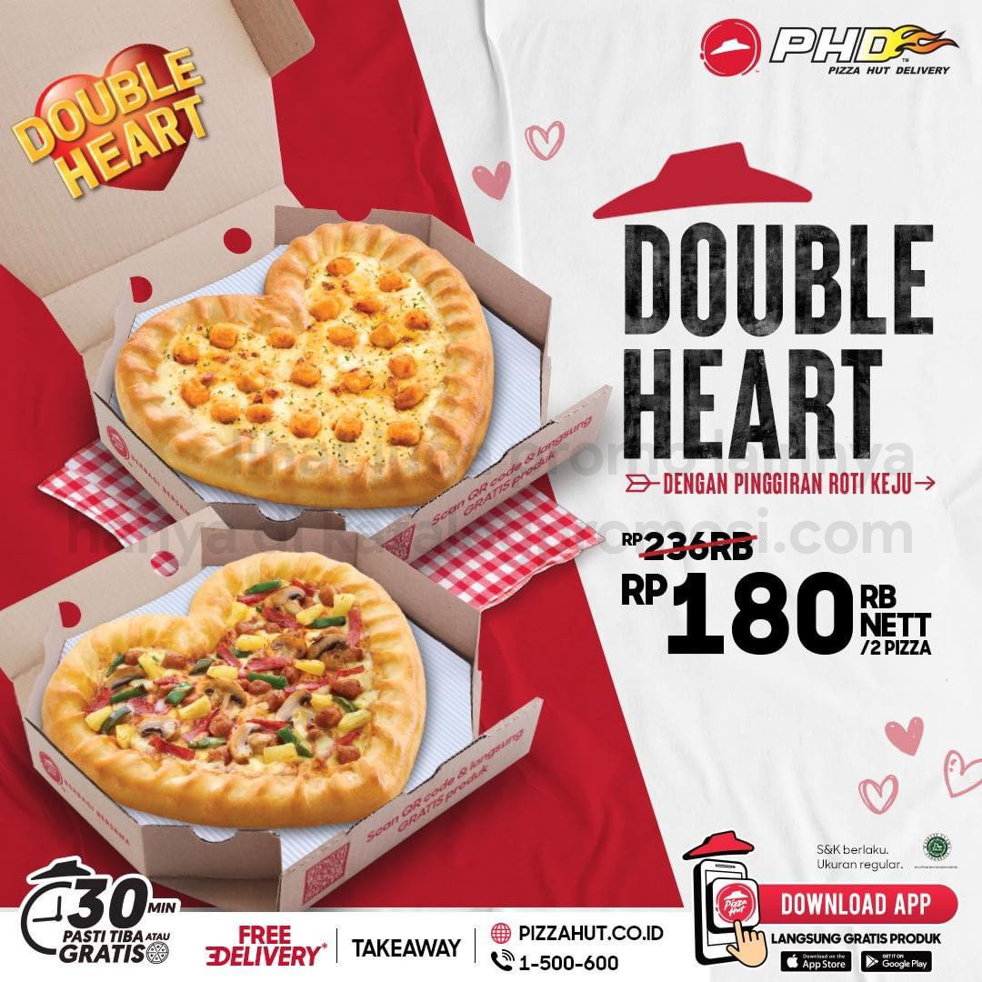 Promo PHD BELI 2 Pizza Heart cuma Rp. 180.000nett