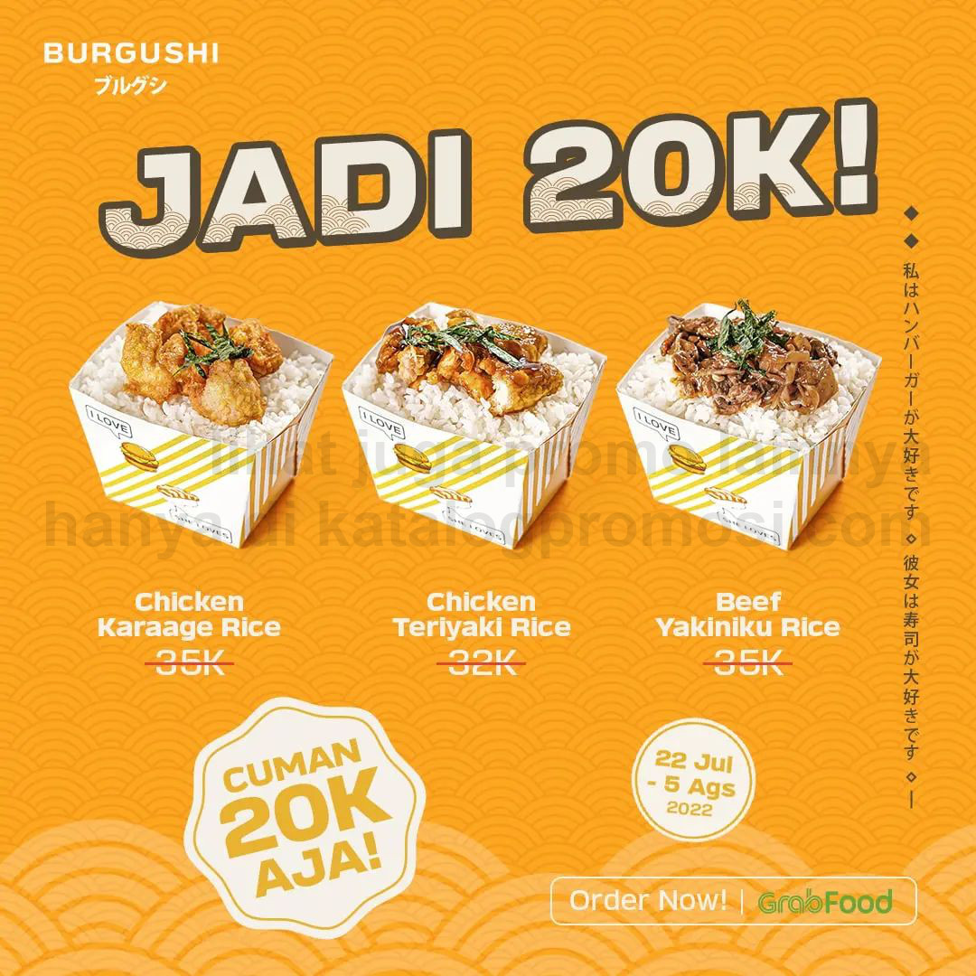 Promo BURGUSHI NEW Rice Box Burgushi - Harga Spesial cuma Rp 20.000 khusus via GRABFOOD