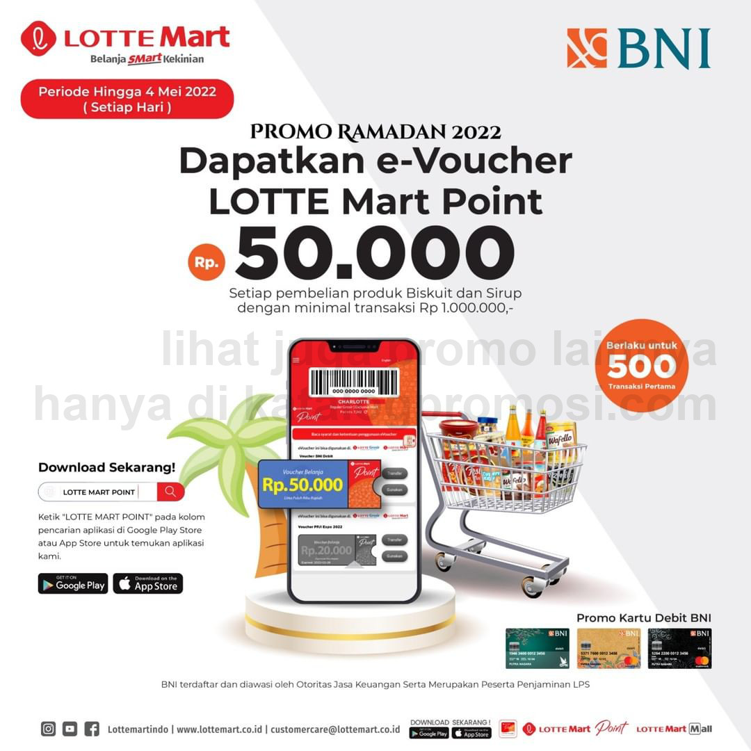 LOTTEMART Promo GRATIS KUPON E-VOUCHER Rp. 50.000 dengan Kartu Kredit BNI