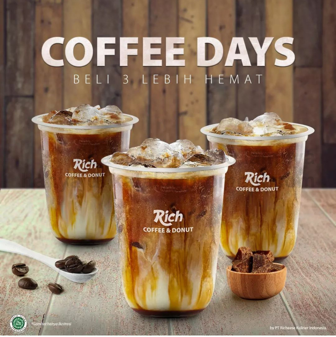 Rich Coffee & Donut Promo Coffee Day - Paket 3 Kopi Susu Aren cuma Rp. 45.000