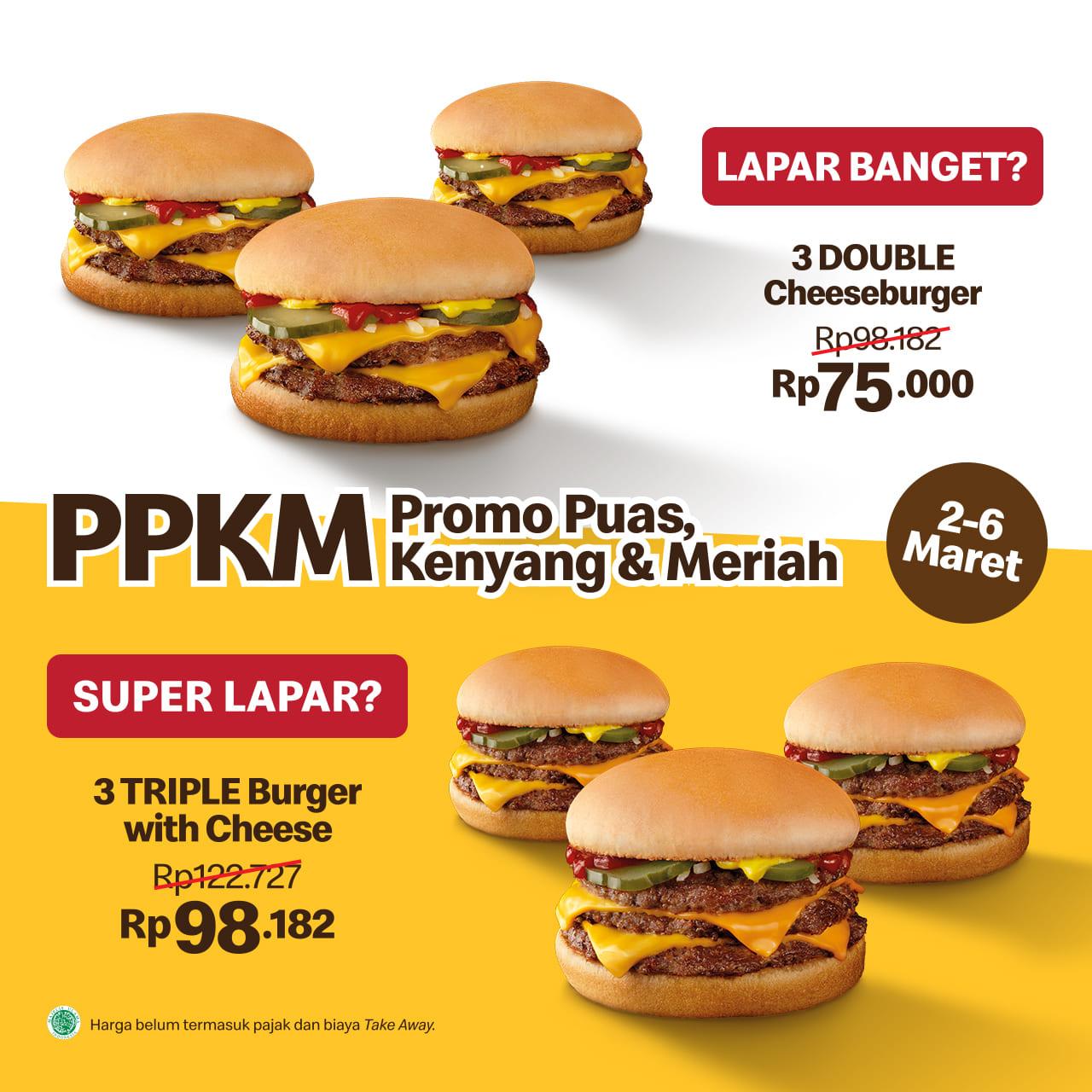 Promo McDonalds PPKM - Harga Spesial untuk Paket 3 DOUBLE Cheeseburger atau 3 TRIPLE Burger with Cheese